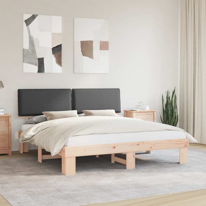 vidaXL - Bedframe - met - Gevoerde - Hoofdbord - Donkergrijs - 200 - x - 200 - cm