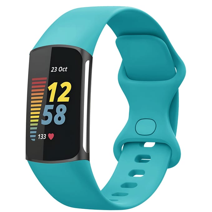 Siliconen bandje - Geschikt voor Fitbit Charge 5/ Charge 6 - Turquoise