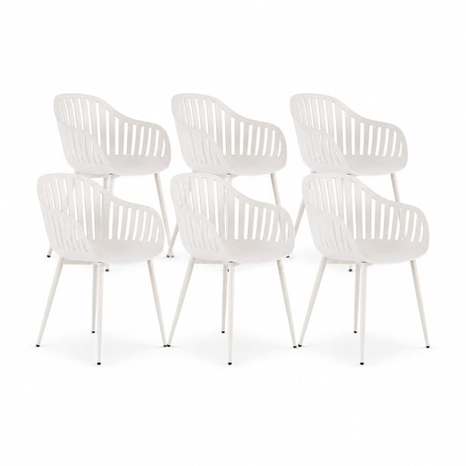 DS4U® - Harry tuinstoel - Set van 6 - Ivoor - Kunststof - Kuipstoel