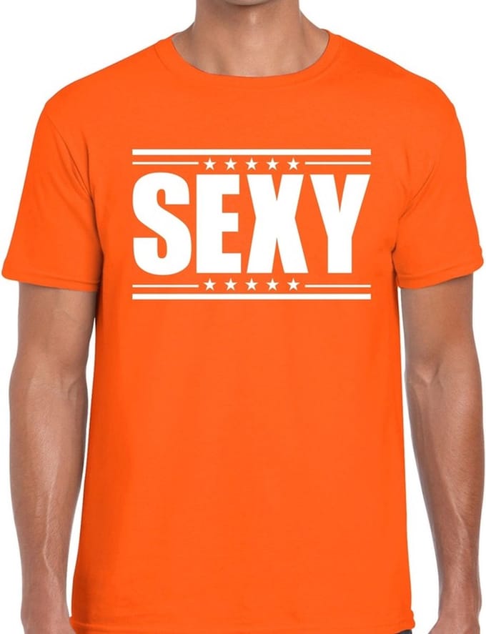 Sexy t-shirt oranje heren XL