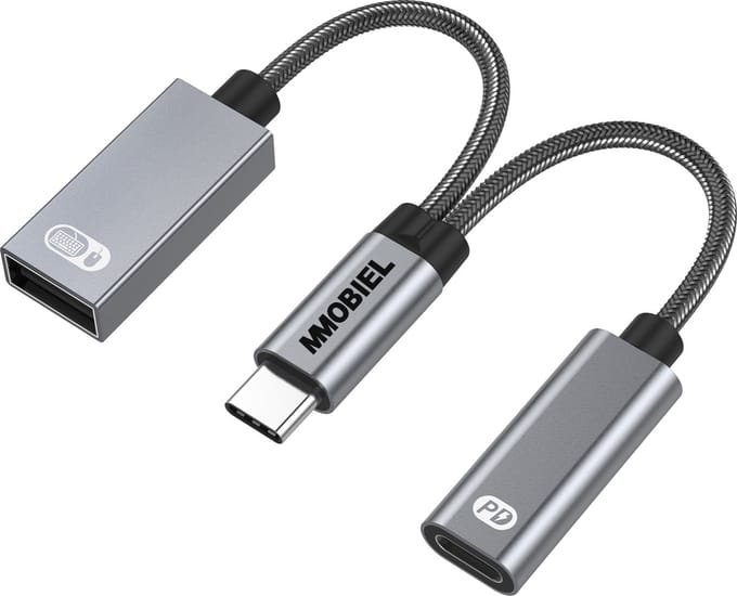MMOBIEL USB-C naar USB Adapter OTG - 2-in-1 Splitter USB C naar USB A en USB C - Type-C Opladen PD 60W - Aluminium