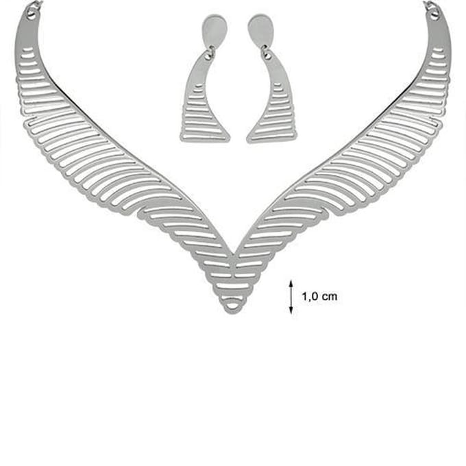 Blinx Jewels Stalen Hanger Design Ketting incl. Oorbellen