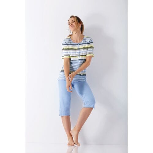 Hajo dames pyjama blauw en strepen - Blauw - Maat - 36/38