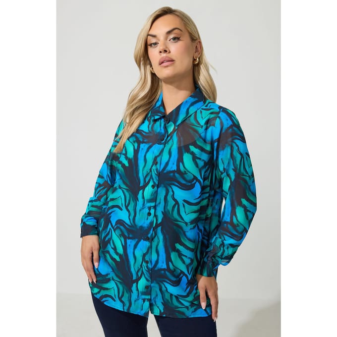Yours London Blauwgroen Shirt Met Zebraprint Size 48
