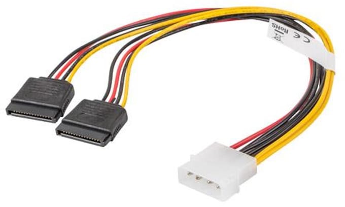 Lanberg Adapterkabel Molex Naar 2X Sata Voor Pc Computer Server Hdd Ssd 0 3M