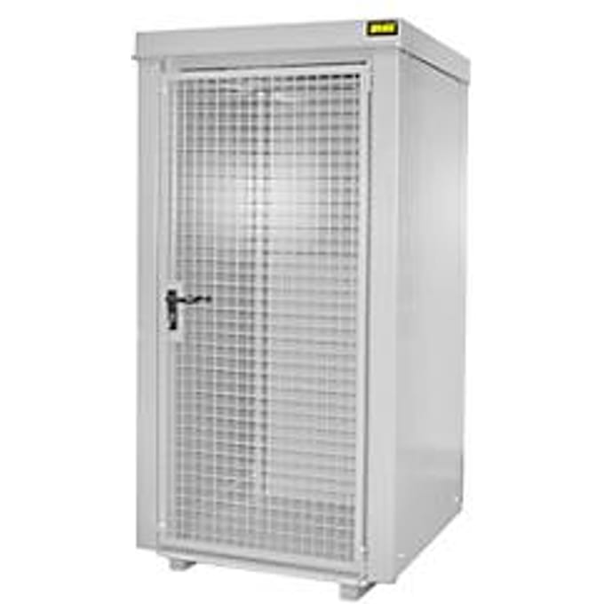 Gasflessencontainer BAUER GFC-B M0, B 1090 x D1185 x H 2205, voor 9 gasflessen, brandwerend, afsluitbaar, wit
