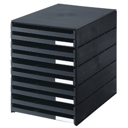 Ladenbox styroval 10 laden zwart open
