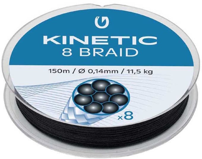 Kinetic 8 150 M Gevlochten Vislijn Zilver 0.120 mm