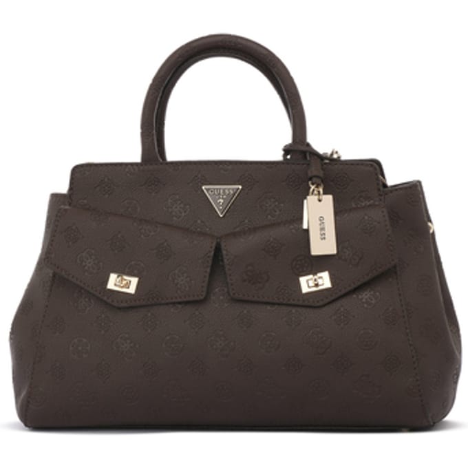 GUESS handtas schoudertas Blake Girlfriend Satchel Brown Logo donkerbruin
