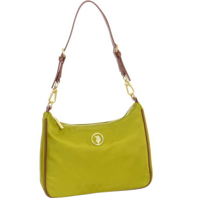 U.S. POLO ASSN. Schoudertas Houston Hobo Bag Green / Tan Lichtgroen