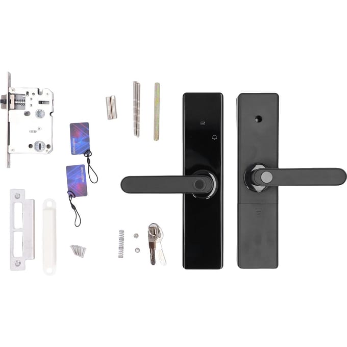 Serrure de porte à poignée avec clavier à empreintes digitales Support pour application Tuya Alimentation de secours Entrée sans clé gray