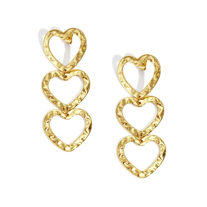 Oorhangers met 3 hartjes | goud | Yehwang