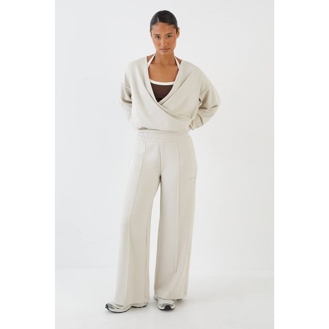 Dames Dsgn Studio Superzachte Wijde Pijpen Broek | Steen | Maat: Medium
