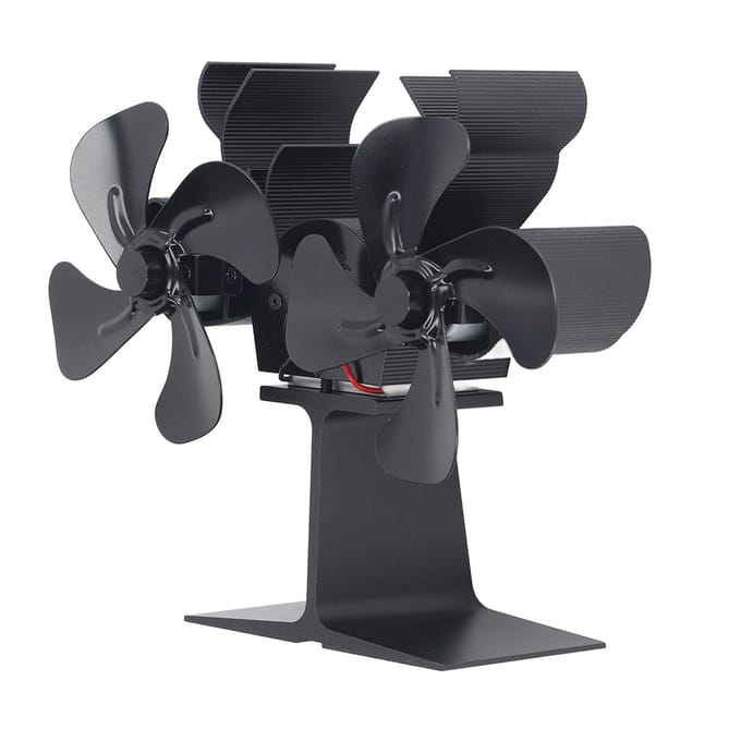 Houtkachelventilator Warmteaangedreven 8 Bladen Kachelventilator Zelfstartend Houtkachel Open Haardventilator black