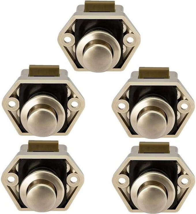 Camping Auto Drukknop - Vergrendeling Knop Sluiter Deur - voor RV Motor Caravan 5 Stuks (Nikkel)