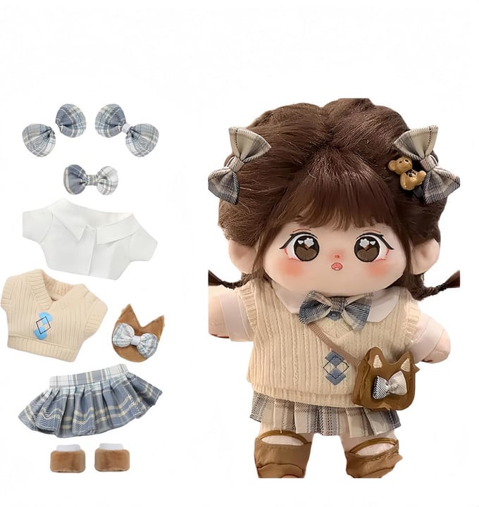 20 cm Pluche Pop Kleding Set Katoen Handgemaakt Accessoires