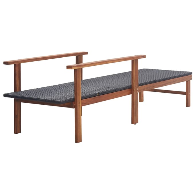 vidaXL - Ligbed - poly - rattan - en - massief - acaciahout - zwart