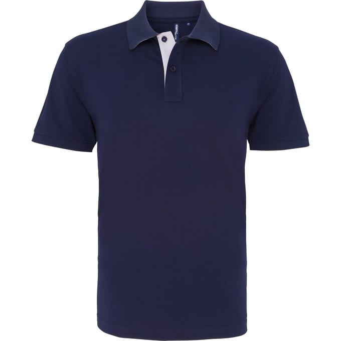 Asquith & Fox Heren Klassieke Pasvorm Contrast Poloshirt (Marine / Wit)
