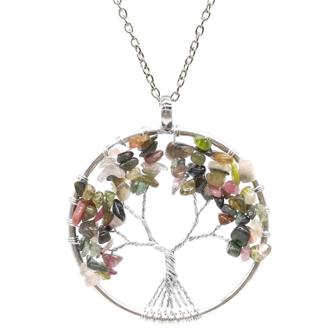 Fako Bijoux® - Ketting - Chakra Reiki - Levensboom XL - Indiase Agaat - Multicolor