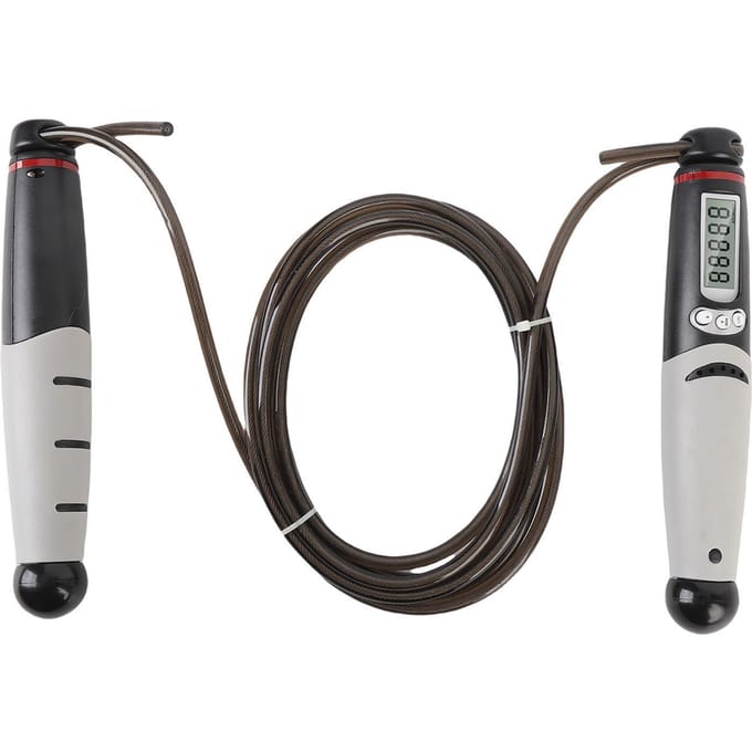 Slim Springtouw met Teller 1 Minuut Timer Oefen Springtouw voor Mannen Vrouwen Springtouw voor gray