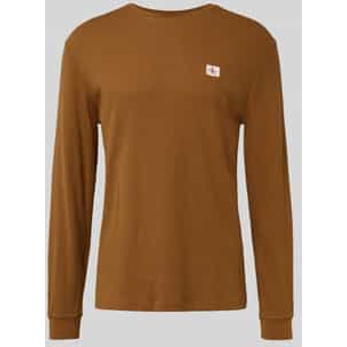 Slim fit shirt met lange mouwen en logopatch, model 'Waffle'
