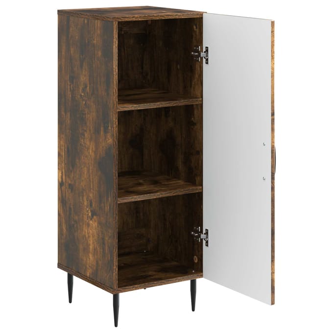 vidaXL - Dressoir - Gerookt - eiken - 33 - x - 34,5 - x - 89,5 - cm - Bewerkt - hout