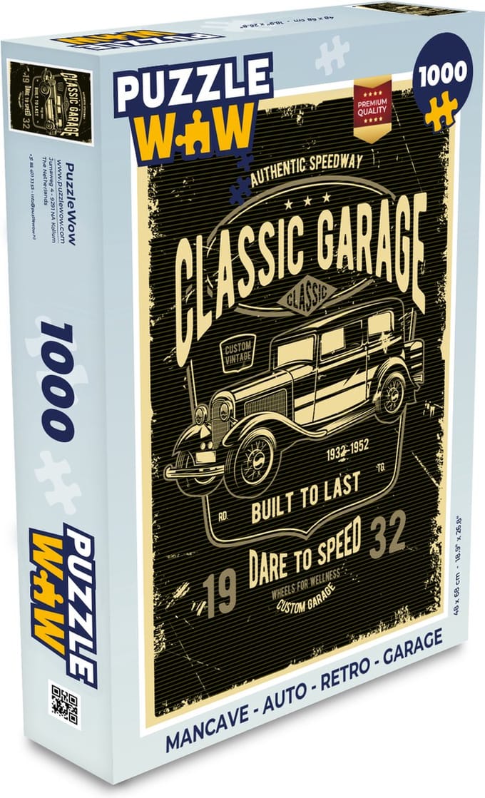 Puzzel Mancave - Auto - Retro - Garage - Legpuzzel - Puzzel 1000 stukjes volwassenen