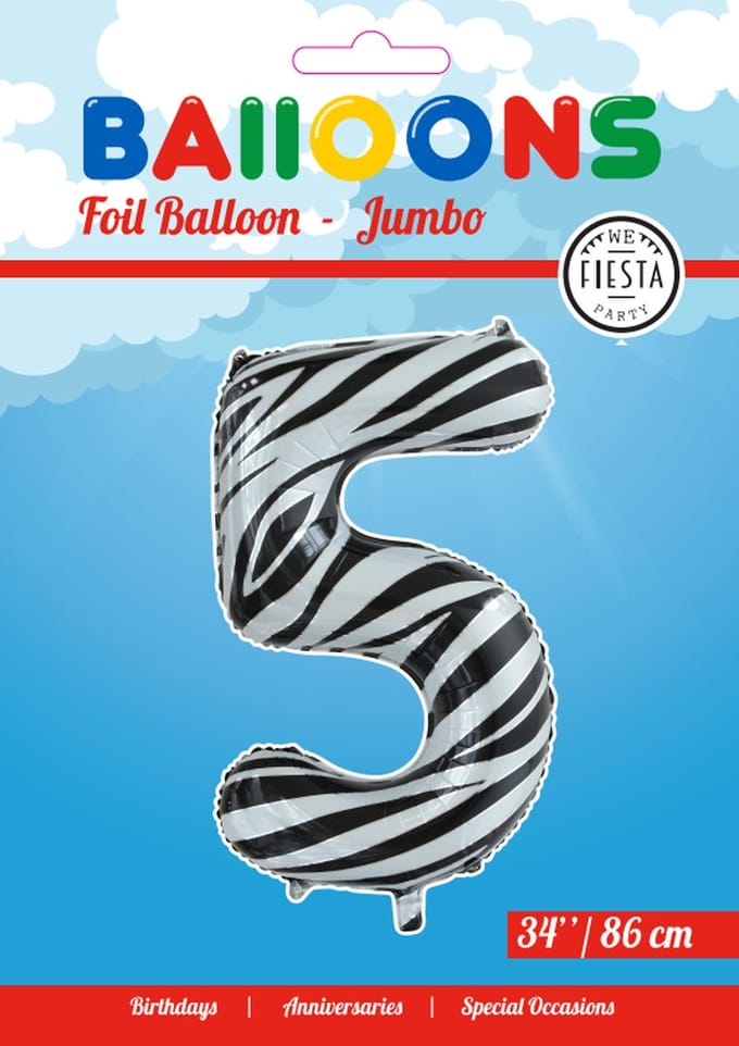 Folieballon 34" nmr. 5 - Zebra
