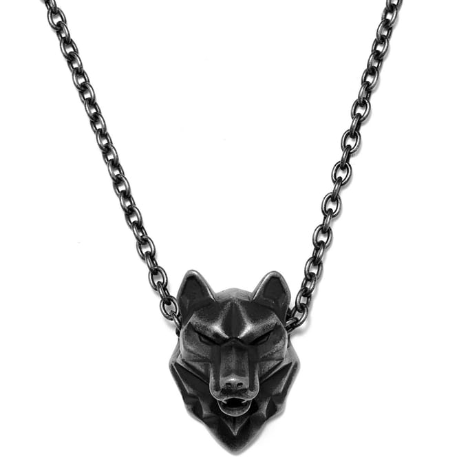Jax Grijze Stalen Wolf-ketting