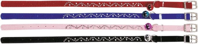 Flamingo Kattenhalsband Velours Diamond Wave - Rood