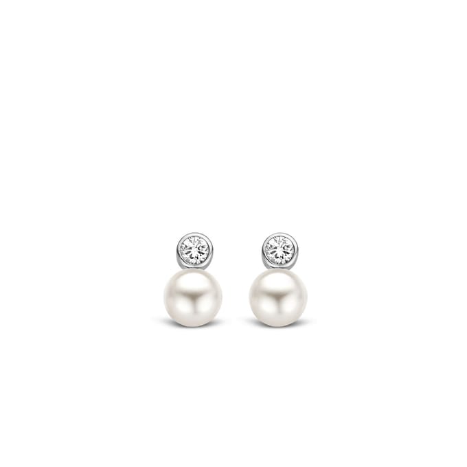 TI SENTO Dames Oorbellen - 925 zilver - Wit parel - 7590PW