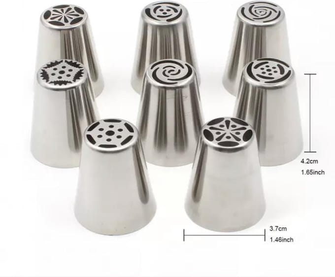 6 st. RVS Spuitmondjes + adapter - tulp / bloem