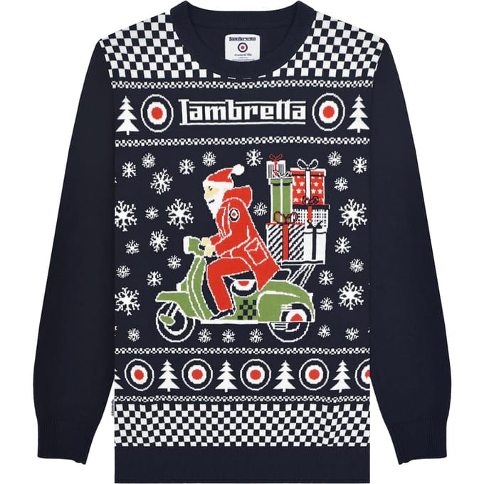 Lambretta Heren AW25 Scooter Kersttrui (Marine)