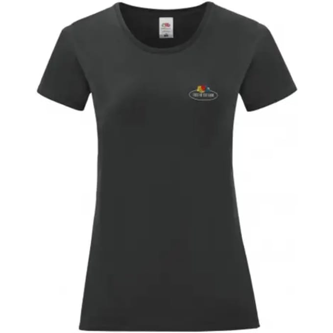 Dames-T-shirt Fruit of the Loom Vintage Small Logo Print