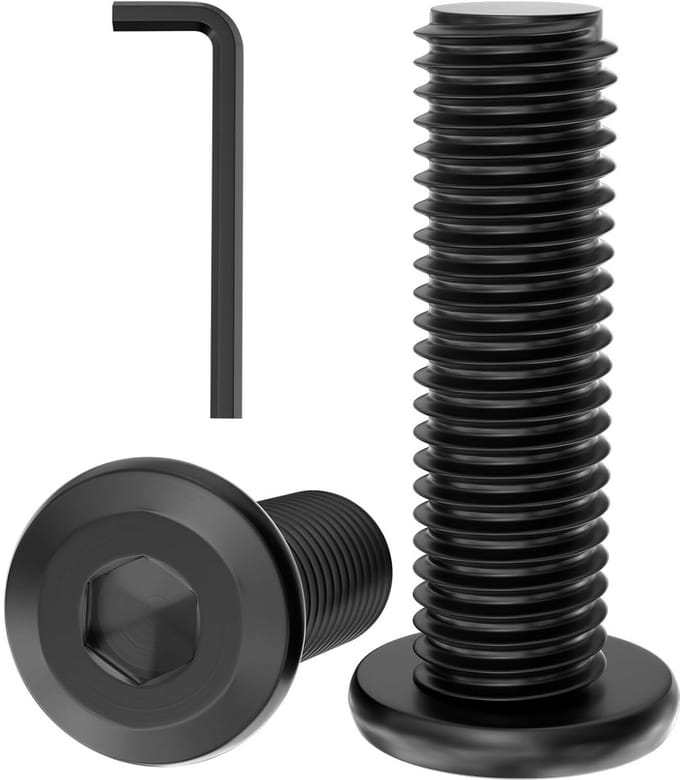 12x Zwarte M6 Binnen Zeskant Schroeven 60mm Platte Kop RVS Buitengebruik