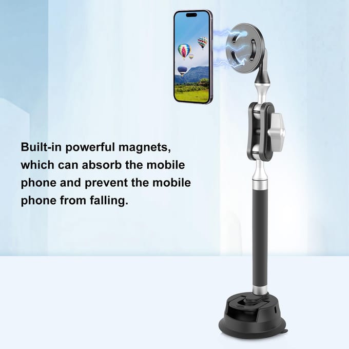 PULUZ PU273B Zuignap Telefoonhouder Zuignaphouder Aluminiumlegering met 1/4 inch dubbele schroef zwart
