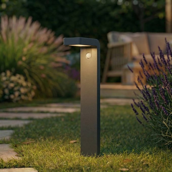 Prios LED-zonne-tuinpadverlichting Aurino, zwart, 75 cm, sensor