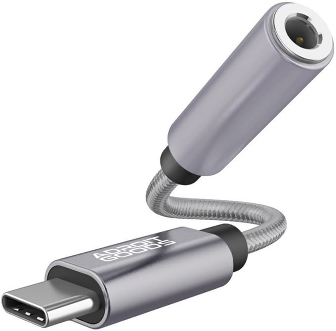 AdroitGoods USB-C naar 3.5mm Aux Hoofdtelefoon Jack Adapter - 32Bit 384Khz - Grijs