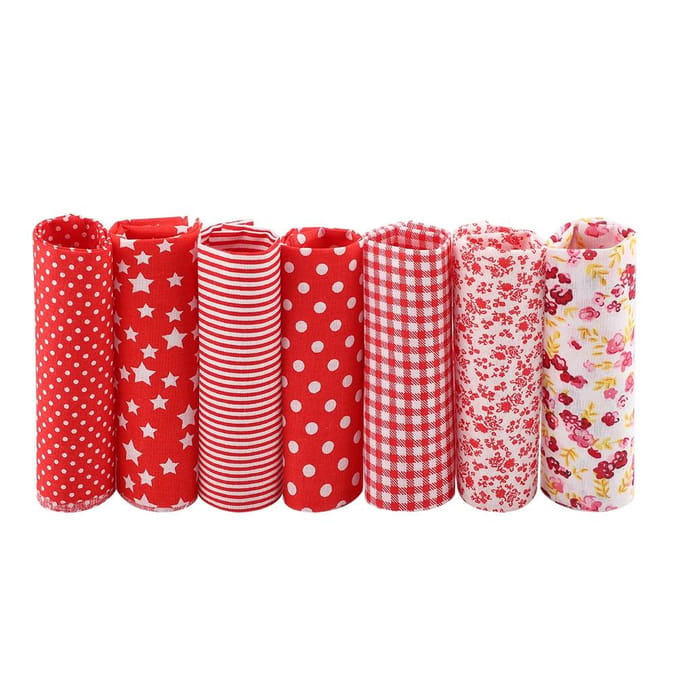 7 pièces 50*50cm Tissu Coton DIY Carrés Assortis Prédécoupés Kit Literie Quarters Bundle Red