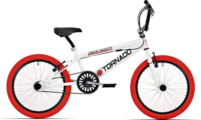 Royal-Bugatti Tornado Freestyle 20-inch BMX-fiets - Wit met rode banden