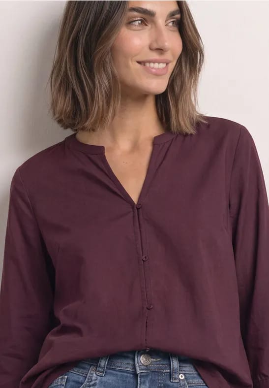 Blouse met 3/4-mouwen en split in de hals