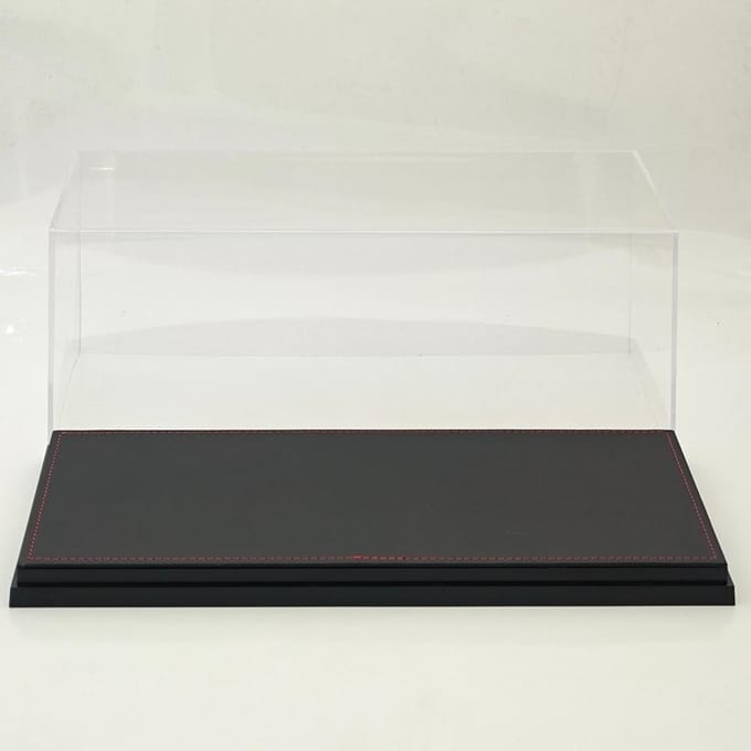 1:18 Acryl Display Case Met Leer/Koolstofvezel Basis Stofdicht Transparante Modelauto Doos Hoge - Kwaliteit Acryl 34Cm white