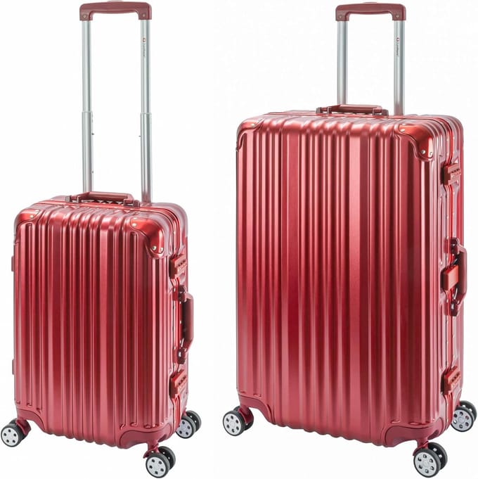 Reiskoffer Set - Trolley Koffers - Lange Reizen - Aluminium Frame - Set S+L - Rood