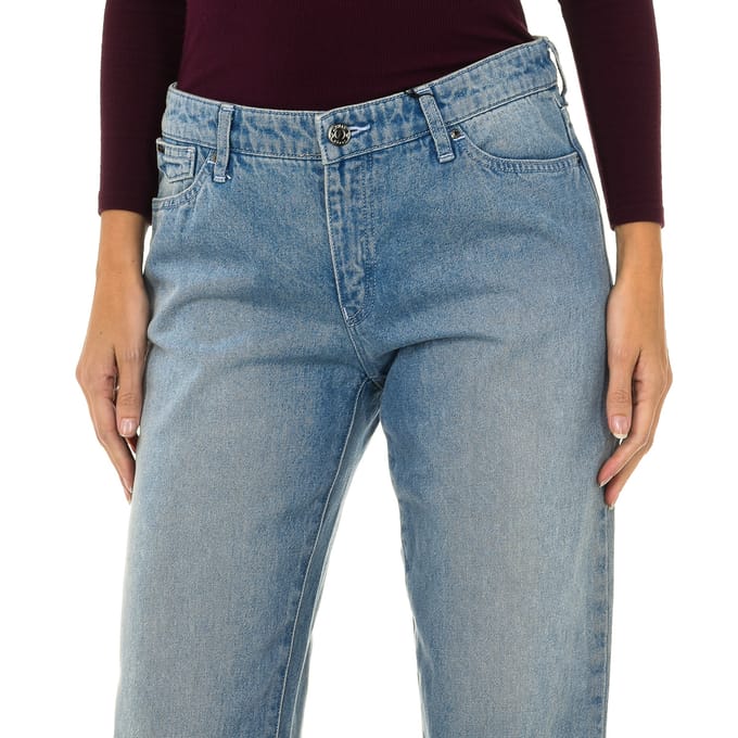 Lange recht gesneden denim broek 6Y5J15-5DWSZ vrouw