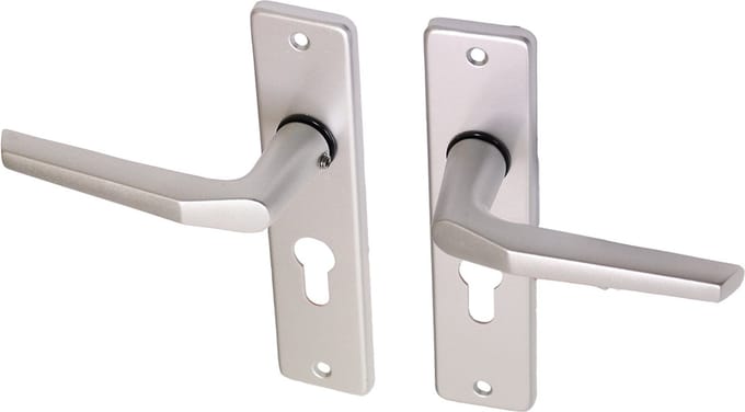 Wovar Deurkruk met schild aluminium duimmodel PC55 | Per Set