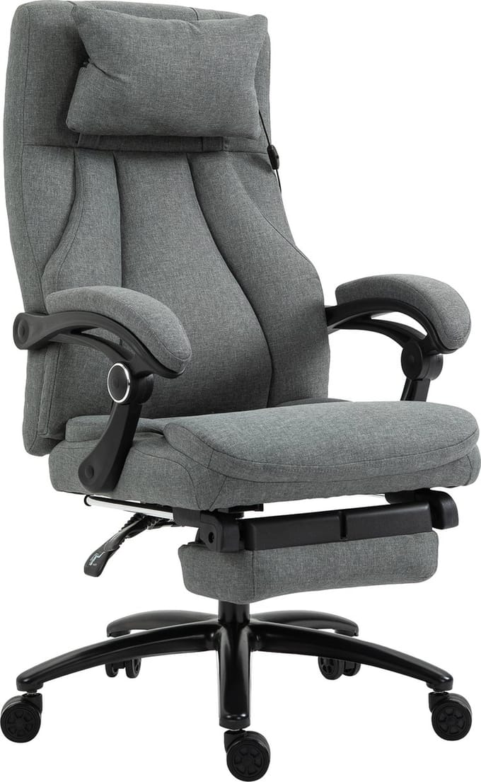 Vinsetto massagestoel - polyester/metaal - 64x74x109-117 cm - grijs