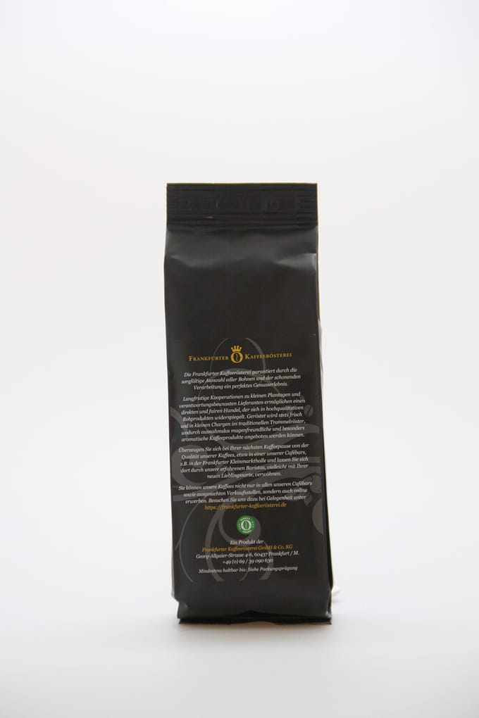Frankfurter Kaffeerösterei Espresso Bio Decaf 250 g | Peru | Ganze Bohne | 100% Arabica ohne Koffein mild geröstet für perfekten Genuss