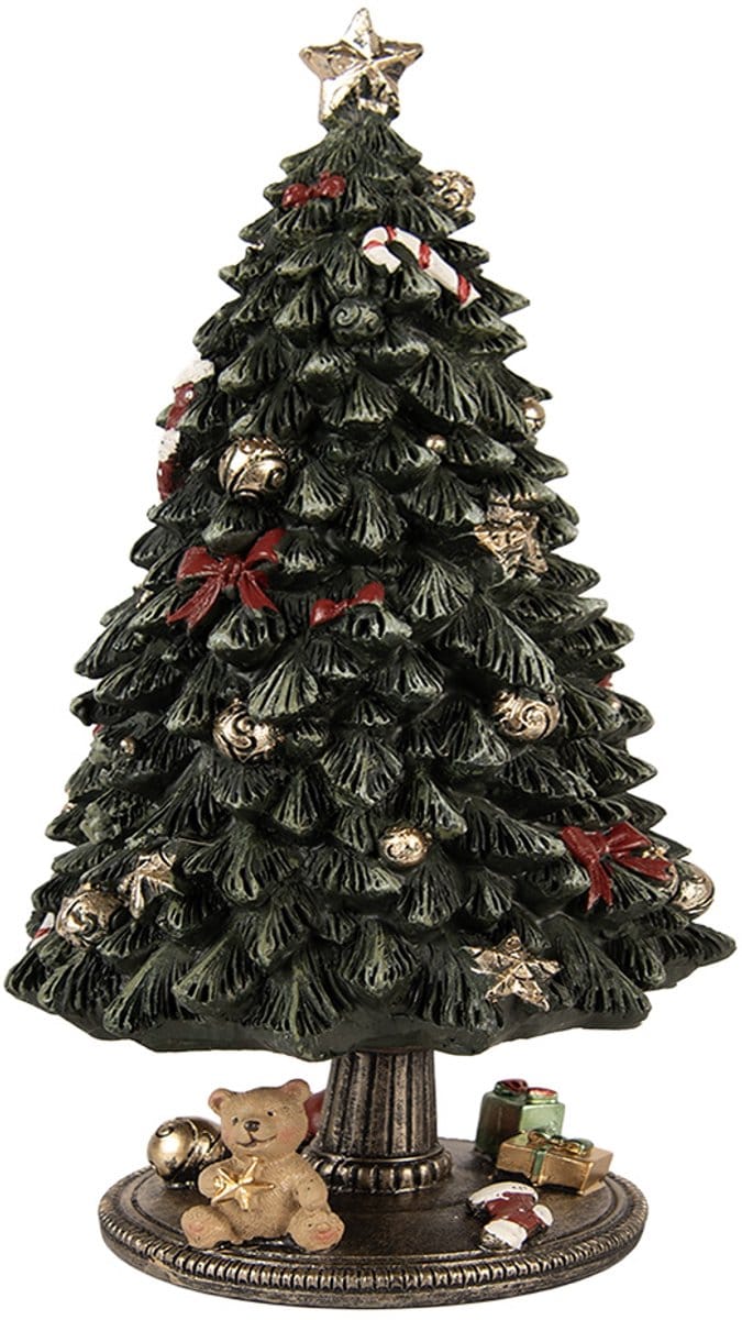 Clayre & Eef Muziekdoos Kerstboom Ø 13x23 cm Groen Kunststof