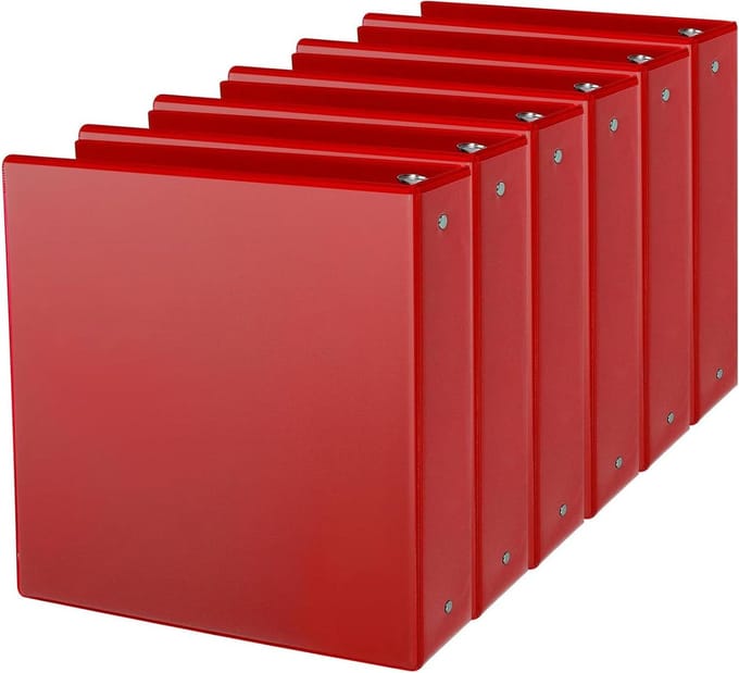 Ringband Mappen - Binders Map - Documenten Organiseren - Met Binnenvakken - 6 Stuks - Rood