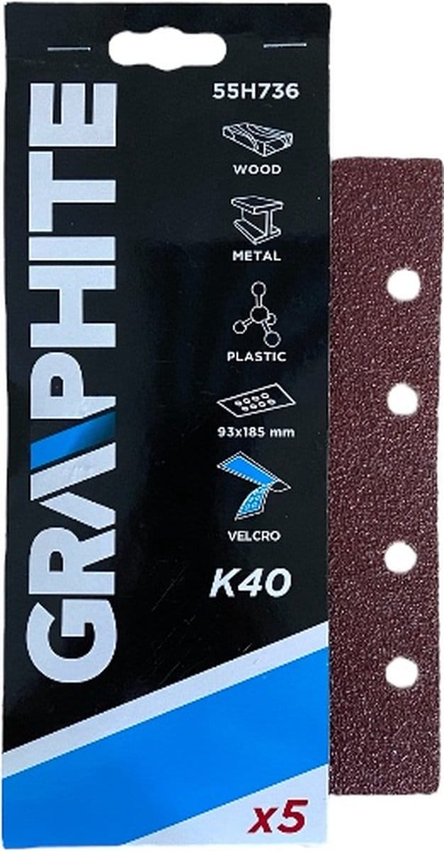 Graphite Vlakschuurpapier 93x185 K40 VELCRO